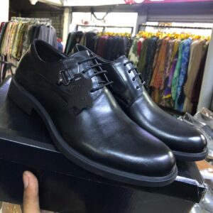Elegant Black Leather Derby Dress Shoes