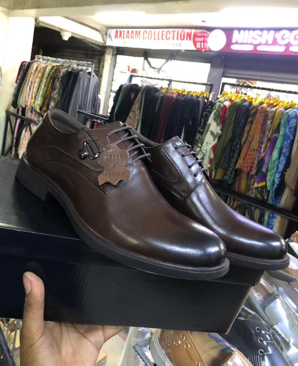Elegant Brown Leather Derby Dress Shoes