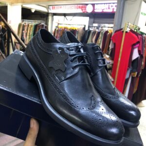 Formal Italian Men’s Leather Laced Shoes-Black