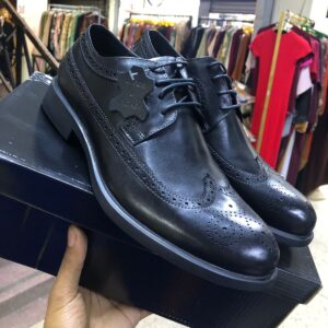 Formal Italian Men’s Leather Laced Shoes-Black