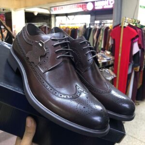 Formal Italian Men’s Leather Laced Shoes-Chocolate Brown